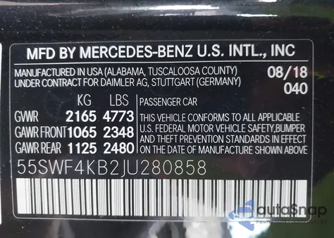 2018 Mercedes-Benz C 300 4Matic из США, поврежденный, VIN 55SWF4KB2JU280858